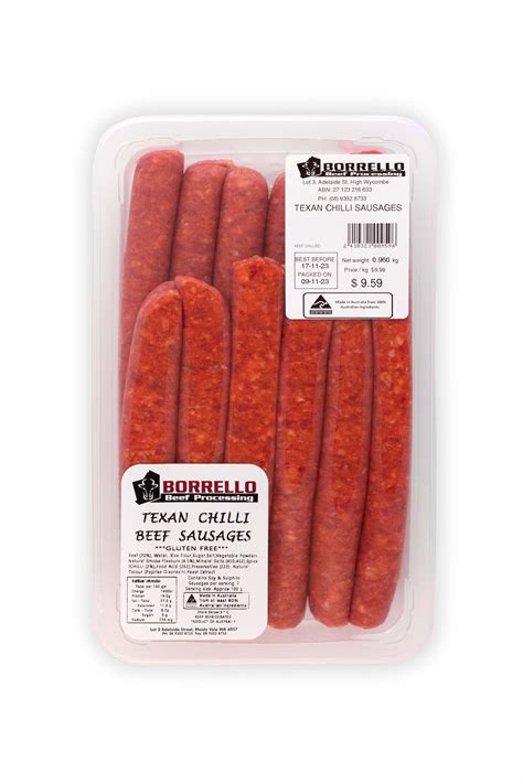 Texan Chilli Beef Sausages — Borrello Beef