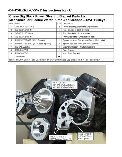 454 Psbrkt C Swp Power Steering Bracket For Big Block Chevy Short