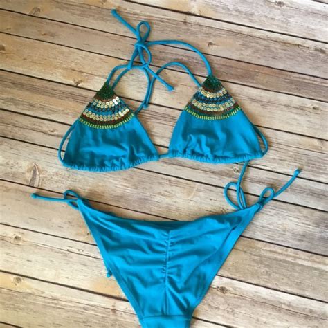 Victoria S Secret Swim Vs Swim Sequin Topscrunch Butt Tie Side Bikini Poshmark