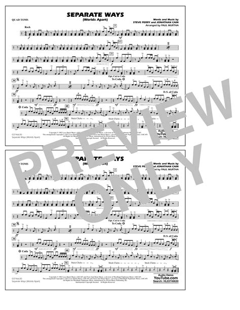 Separate Ways Worlds Apart Arr Paul Murtha Quad Toms Sheet Music