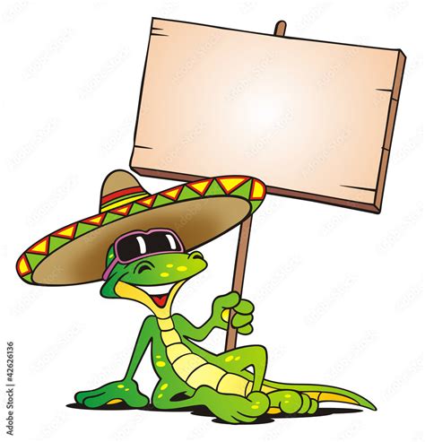 Illustrazione Stock Lizard Sombrero Board Adobe Stock