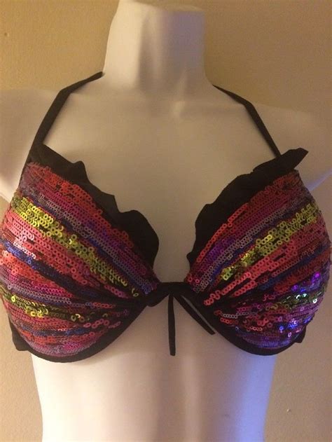 Victorias Secret Swim Sequin Bra Top 34d 34 D Euc Victoriassecret