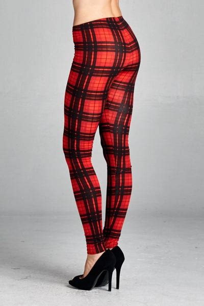 Red Plaid Checkered Leggings Katana Couture