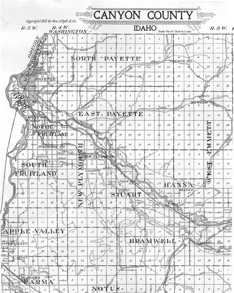 Outline Map of Canyon County, Idaho