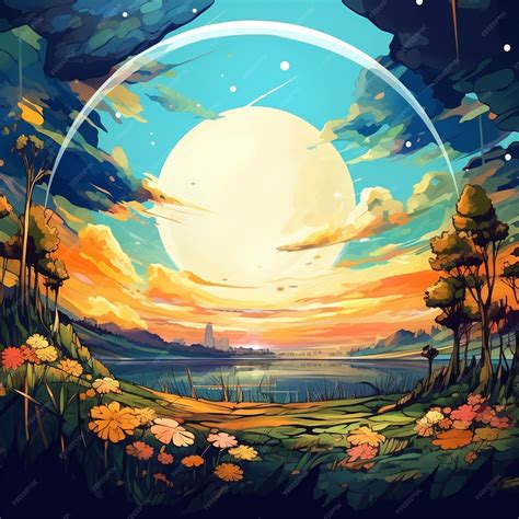 Premium AI Image | anime style nature background