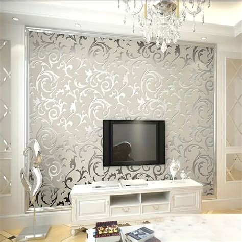 Non Self Adhesive Wallpaper Silvery 3d Relief Luxury Temu United