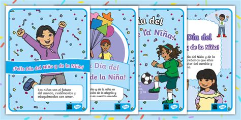 Carteles Día Del Niño Y De La Niña Professor Feito