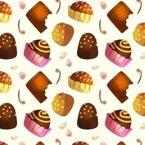 Dise O De Patr N De Chocolate Acuarela Vector Gratis