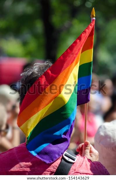 Man Holding Gay Rainbow Flag Stock Photo Shutterstock