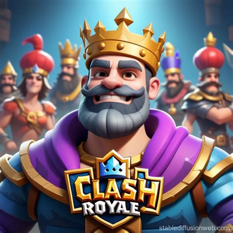 Muscular Clown Circus Logo With Clash Royale Crown Stable Diffusion