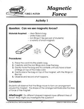 Magnetic Force Experiments Grades 4-6 Lesson Plan by On The Mark Press