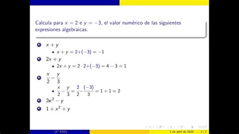 Calcula Para X E Y El Valor Num Rico De Las Siguientes