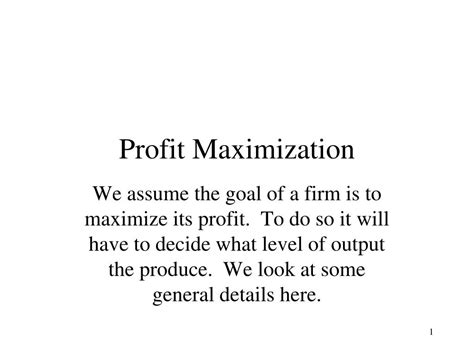 Ppt Profit Maximization Powerpoint Presentation Free Download Id