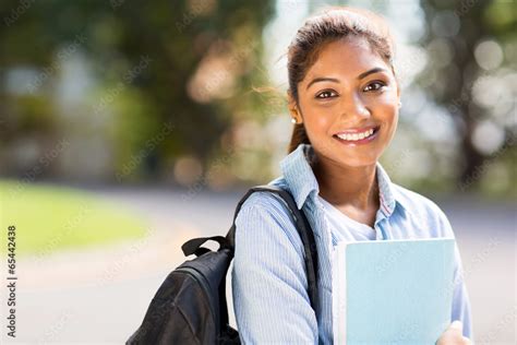 female college student on campus Stock-Foto | Adobe Stock
