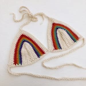 Rainbow Crochet Bikini Top Etsy