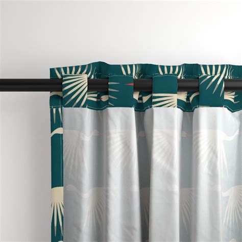 Art Deco Cranes Curtain Panel Spoonflower