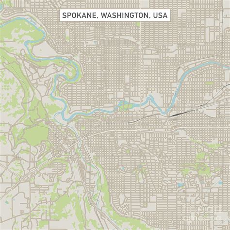 Spokane Washington US City Street Map Digital Art by Frank Ramspott