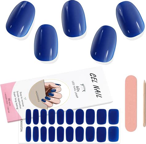 Amazon Kalolary Blue Gel Nail Wrap Strips Dark Blue Full Nail