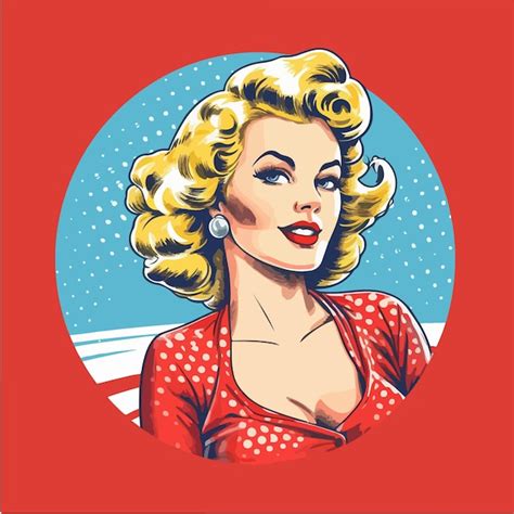 Premium Vector Op Art Pinup Girl Retro Color Style Comic Glamour