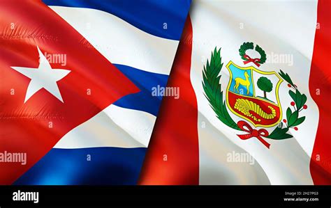 Cuba and Peru flags. 3D Waving flag design. Cuba Peru flag, picture ...