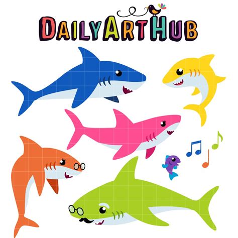 Shark Family Clip Art Set – Daily Art Hub // Graphics, Alphabets & SVG