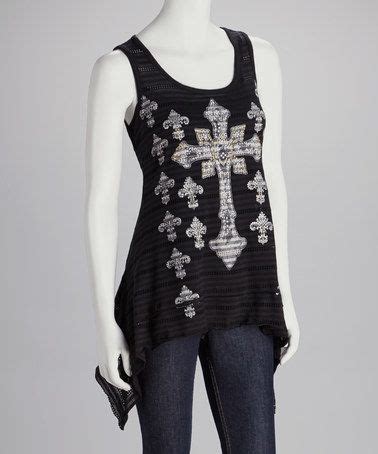 Take A Look At This Black Rhinestone Fleur De Lis Cross Sidetail Top By