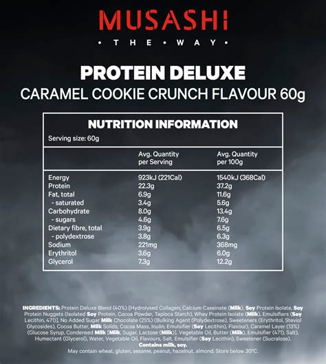 MUSASHI Deluxe Protein 12 X 60g Bars Caramel Cookie Crunch Flavour