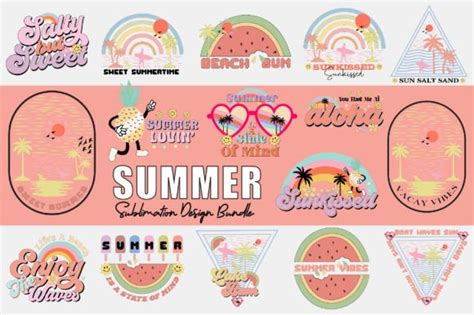 Retro Summer Png Sublimation Bundle Graphic By Citragraphics Creative