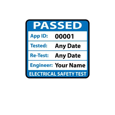 Pat Test Rd Edition With Re Test Date By Colour Blue Personalised