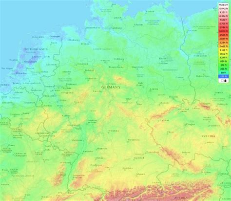 Germany FRG Topographic Map Elevation And Landscape