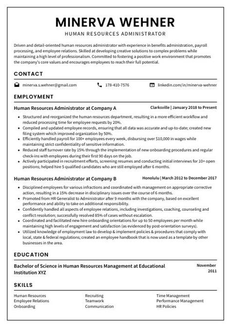 Human Resources Administrator Resume CV Example And Writing Guide