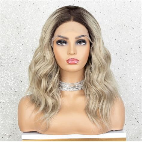 Kryssma Hair Kryssma Ombre Blonde Lace Front Wig Bob Short Wavy