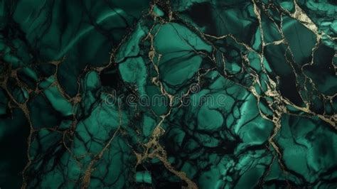 Marble Background Of Emerald Green Color With Gold Generative AI Stock