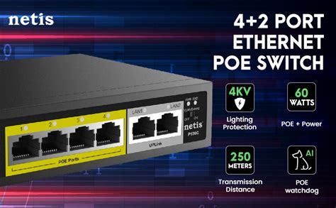 Netis P106C 4 POE+2 Uplink 100M Standard Fast Ethernet POE/ POE+ Switch ...