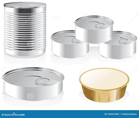 Set of Metal Cans for Design Stock Vector - Illustration of canned, closed: 133447366