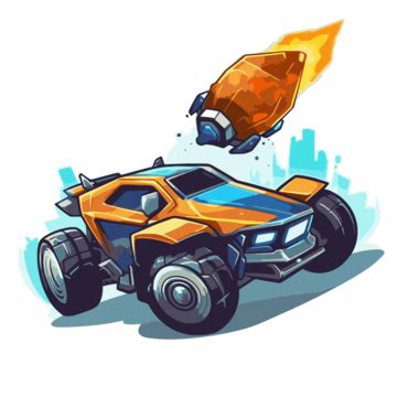 Rocket League Vector, Sticker Clipart Cartoon Car With An Orange Rocket ...