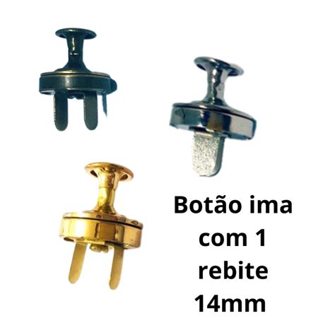 Kit 10 un Botão ímã magnético imantado 1 rebites 14mm pequeno