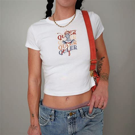 Queer Y2k Baby Tee Pride Baby Tee Femboy Clothing 90s Crop Top Retro Lesbian LGBTQ Gift Bisexual