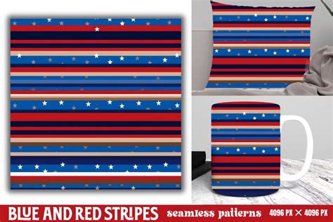 Blue And Red Stripes Seamless Pattern