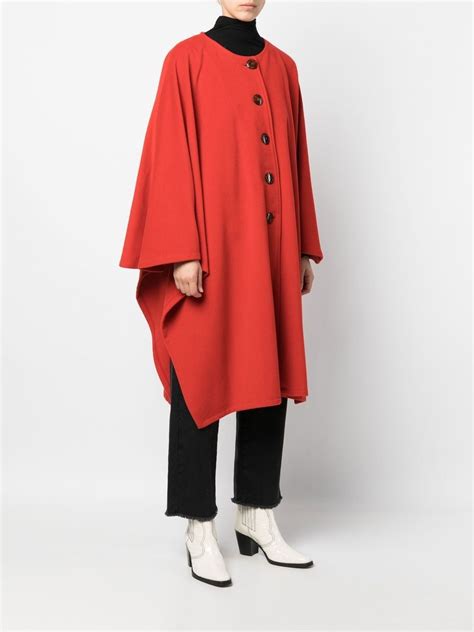 A N G E L O Vintage Cult S Collarless Loose Fit Coat Red Farfetch