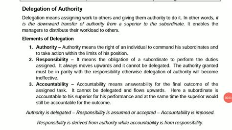 delegation  authority meaning elements youtube