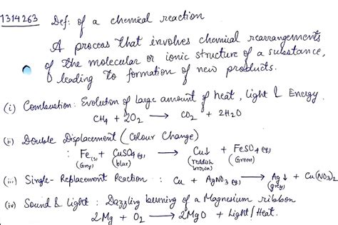 Define A Chemical Reaction State Four Observations Which Help Us To