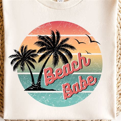 Beach Babe Png File For Sublimation Retro Sunset Sublimation Beach Babe Palm Trees Png Retro