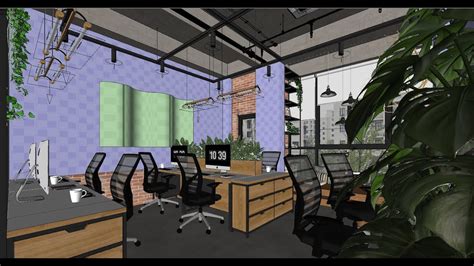 En Vivo Render Interior Oficina Sketchup Vray Youtube