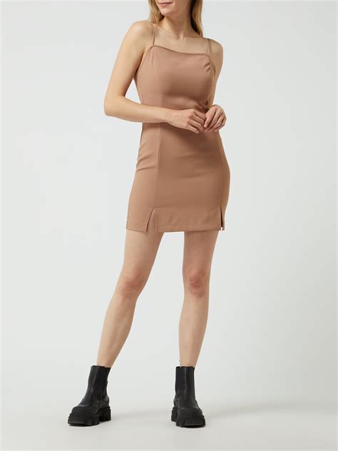 Review Minikleid mit Spaghettiträgern taupe online kaufen