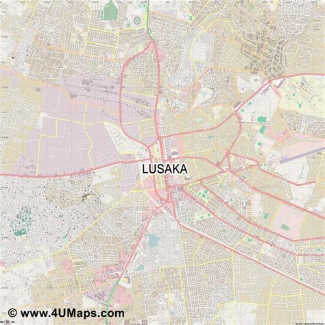 Pdf, Svg Scalable Vector City Map Lusaka - Printable Map Of Lusaka ...