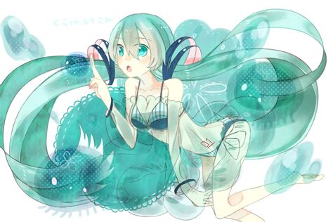 Aqua Eyes Aqua Hair Barefoot Bikini Breasts Cleavage Dress Hatsune Miku Long Hair Navel Nusodi