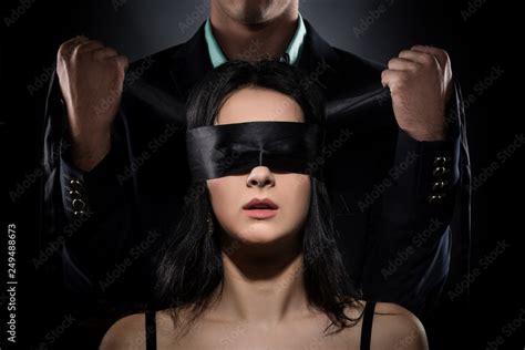 Photo And Art Print Couple Love Kiss Sexy Blindfolded Woman And Elegant Man In Suit Illustrissima