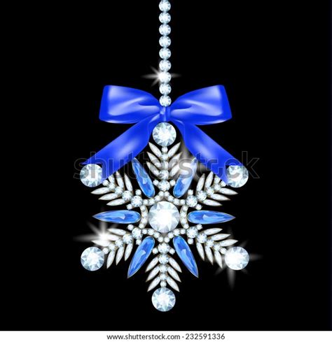 Diamond Snowflake Bow Hanging On Black Stock Vector Royalty Free