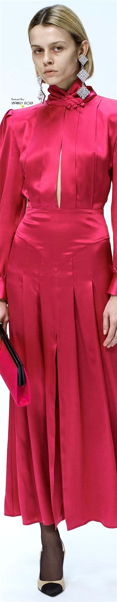 Alessandra Rich Fall Rtw Moda Fucsia Fresas